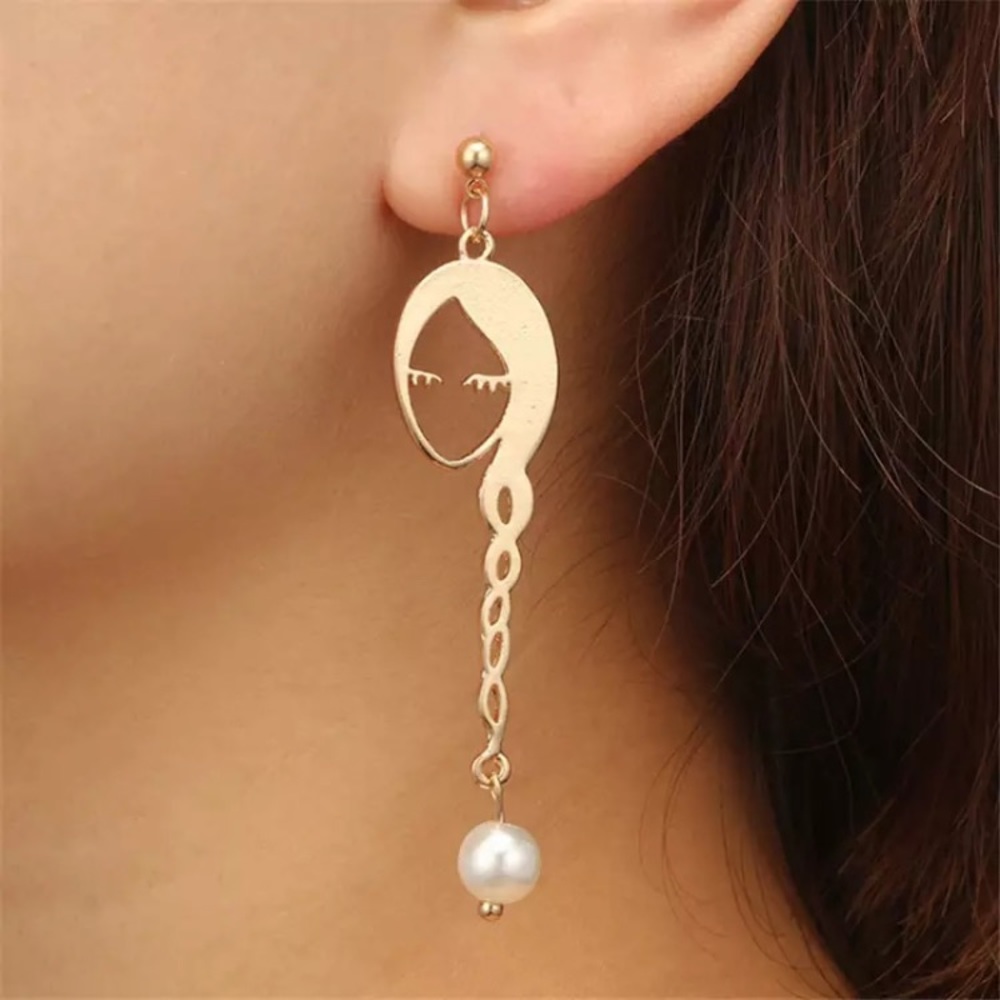 “Chic & Content” Girl Face & Hair Braid Earrings - Picture 3 of 3